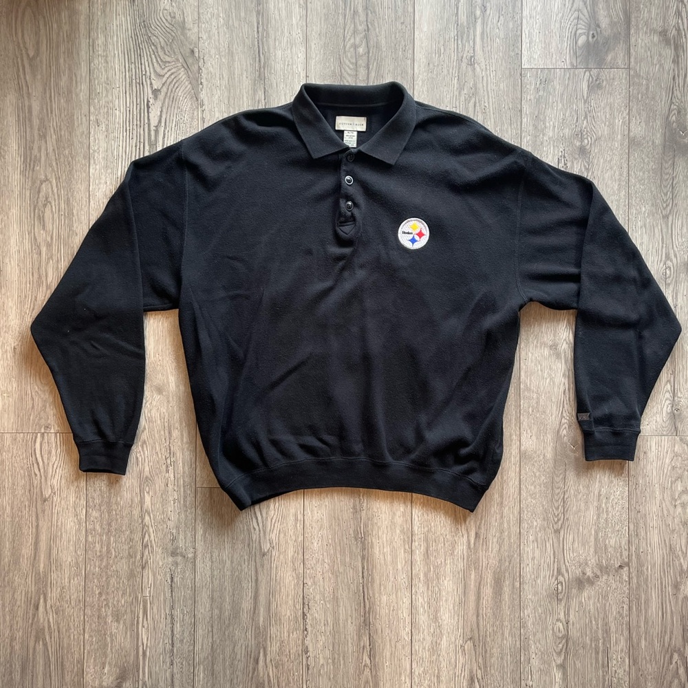 Cutter & Buck Pittsburgh Steelers Vintage Men’s Long Sleeve Knit Polo Shirt XL